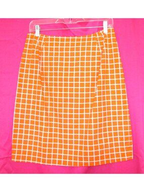 1960s vintage mod plaid orange white mini skirt size medium large